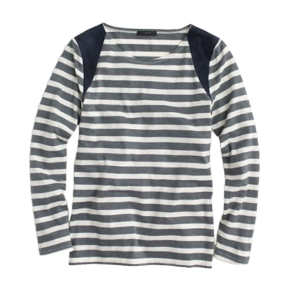 NWT J. Crew Suede Leather Shoulder Stripe Shirt
